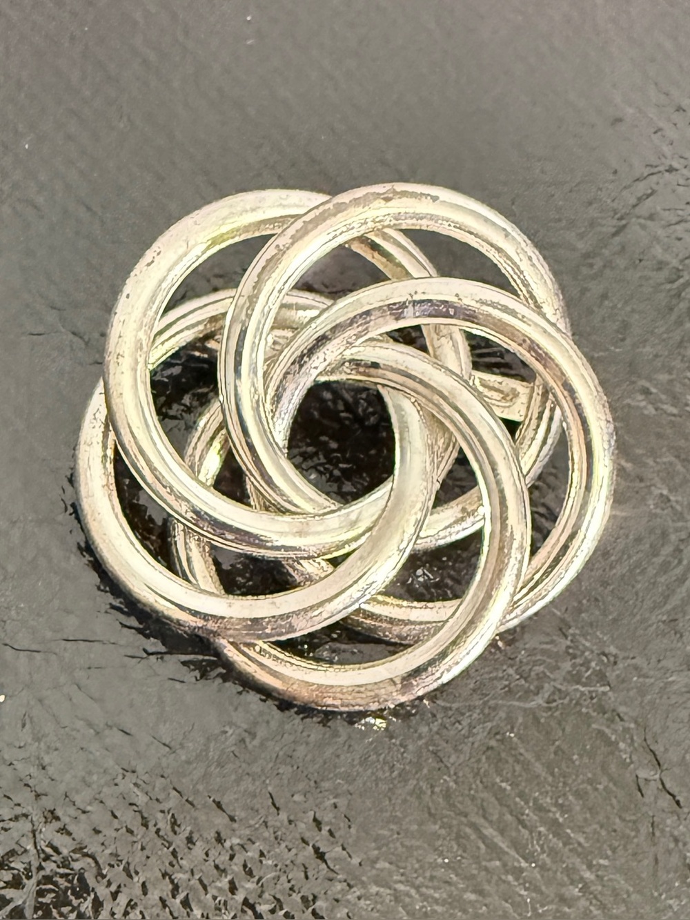 Vintage Silver Tone Abstract Knot Brooch Interlocking Curved Loop Pin